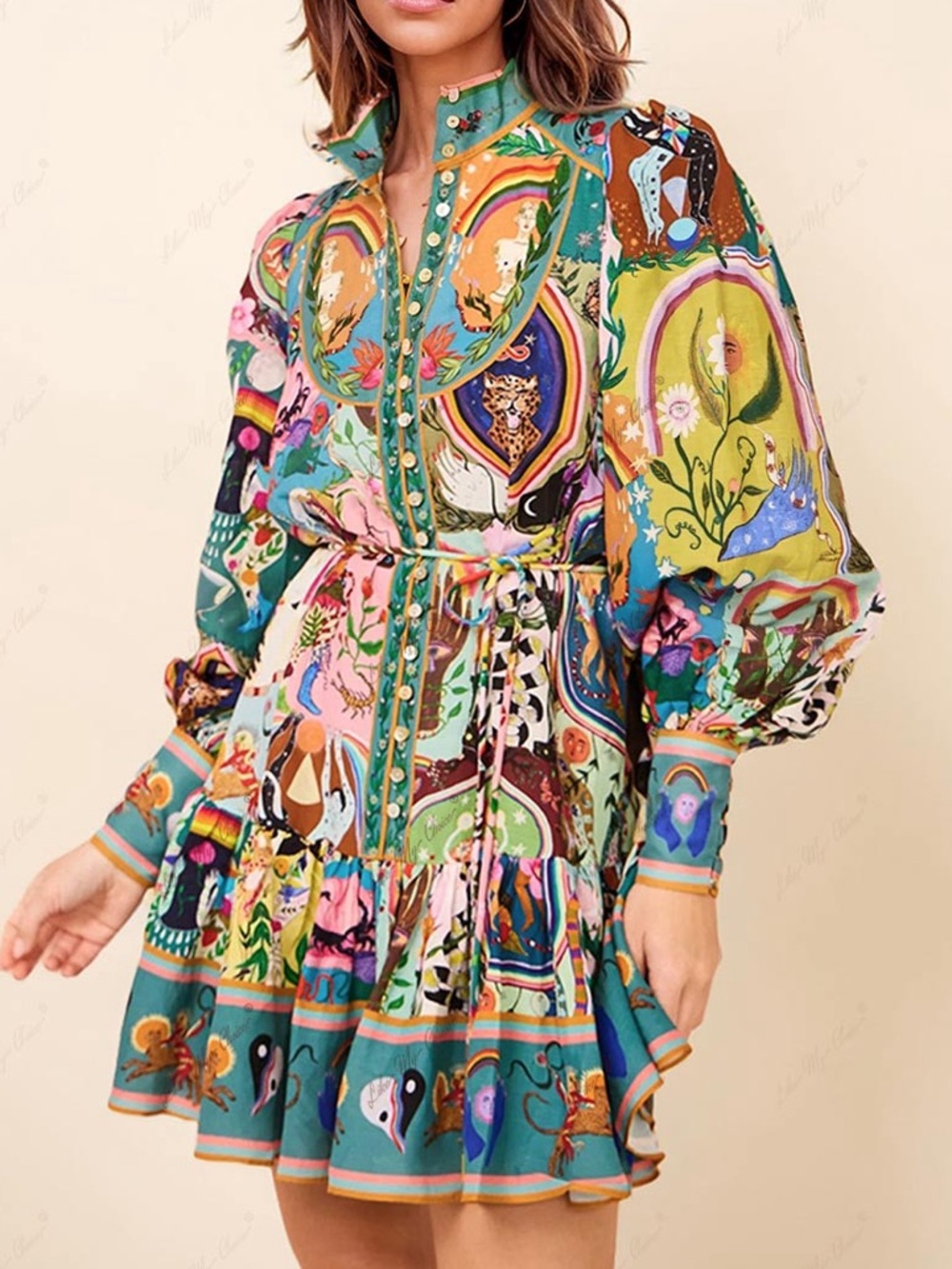 🆕 Longsleeve Multicolor Mini Dress - M